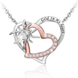 Spider Heart Design Pendant Necklace