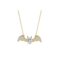 Golden Bat Design Pear Cut Necklace