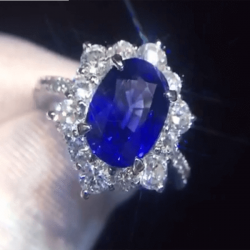 Blue Oval Cut Engagement Ring