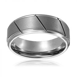 Concave-convex Tungsten Gold Men's Ring