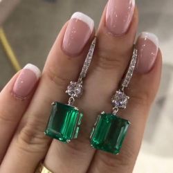 4.50 CT Emerald Cut  With Diamonds Pendant Earrings