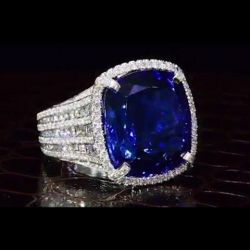 Stunning 6 CT Cushion Cut Blue Sapphire Sterling Silver Ring
