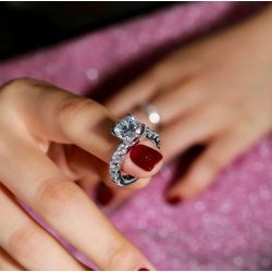 Classic Round Created White Sapphire Engagement Ring