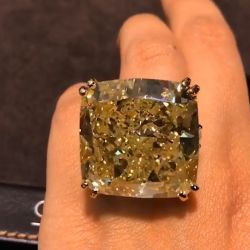 Unique Cocktail Double Prong Cushion Yellow Engagement Ring