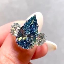 Fancy Vivid Blue Pear Cut Engagement Ring