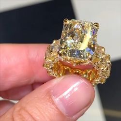 Golden Radiant Cut Yellow Engagement Ring