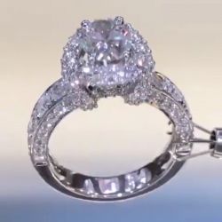 Vintage Scarf Design Halo Cushion Cut Engagement Ring