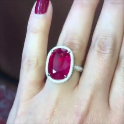 Halo Cushion Ruby Engagement Ring