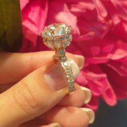 Rose Gold Round Hidden Halo Engagement Ring