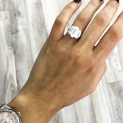 Three Stone Baguette Cut Engagement Ring