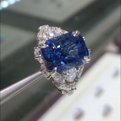 Radiant & Pear Cut Blue Engagement Ring