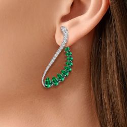 Green Pear Cut Cuff Earrings