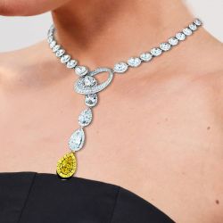 Halo Round & Pear Cut Unique Design Pendant Necklace
