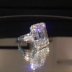 Emerald Cut Three Stone Cocktail Engagement Ring
