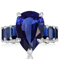 Unique Cocktail Pear Blue Engagement Ring