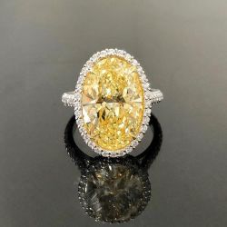 Halo Fancy Yellow Oval Engagement Ring